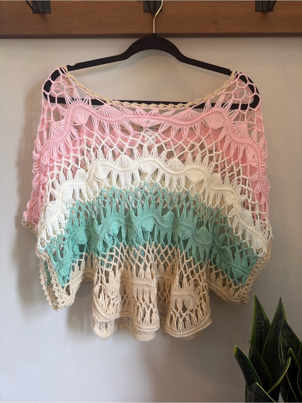 Y2K Vivid Collection Crochet Openwork Knit Top in Pink, White, Mint, and Cream